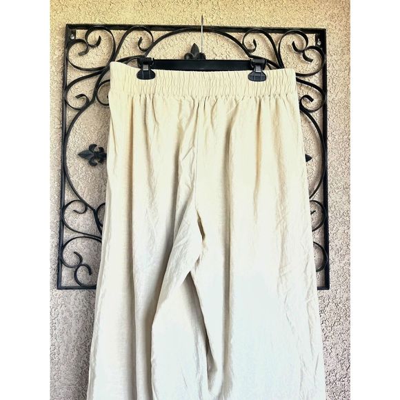 Torrid Crop Pull On Wide Leg Stretch Linen Blend Pant Size 00/M-L - Khaki - Picture 7 of 10
